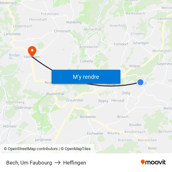 Bech, Um Faubourg to Heffingen map