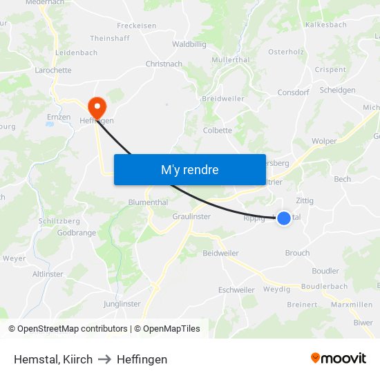 Hemstal, Kiirch to Heffingen map