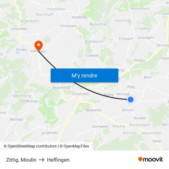 Zittig, Moulin to Heffingen map
