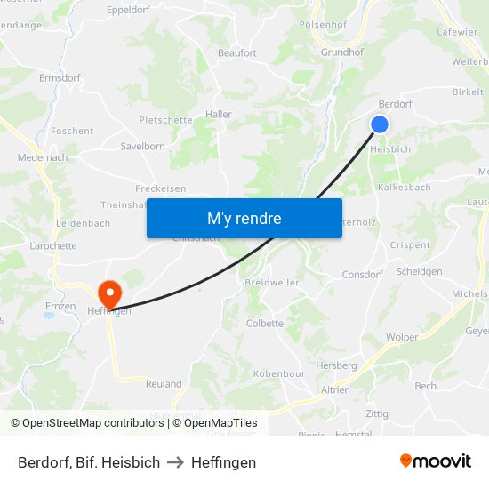 Berdorf, Bif. Heisbich to Heffingen map