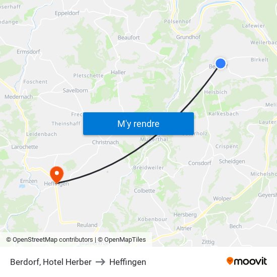 Berdorf, Hotel Herber to Heffingen map