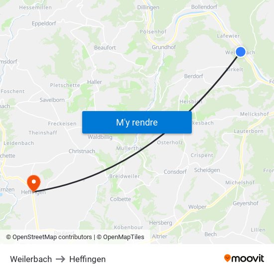Weilerbach to Heffingen map