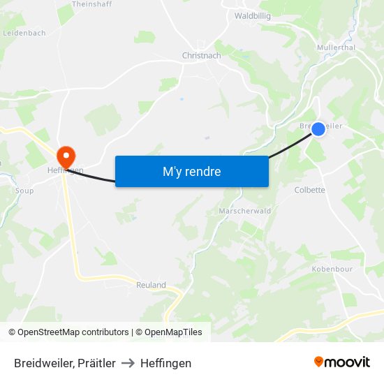 Breidweiler, Präitler to Heffingen map