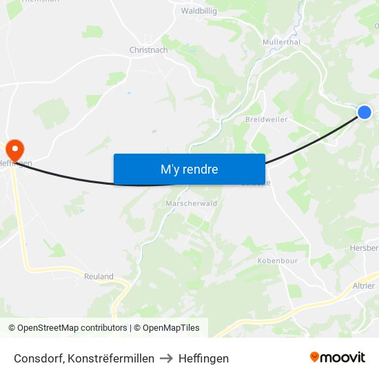 Consdorf, Konstrëfermillen to Heffingen map