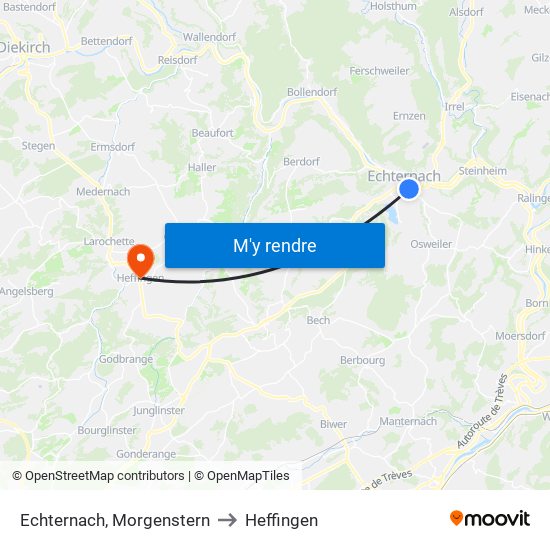 Echternach, Morgenstern to Heffingen map