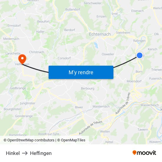 Hinkel to Heffingen map