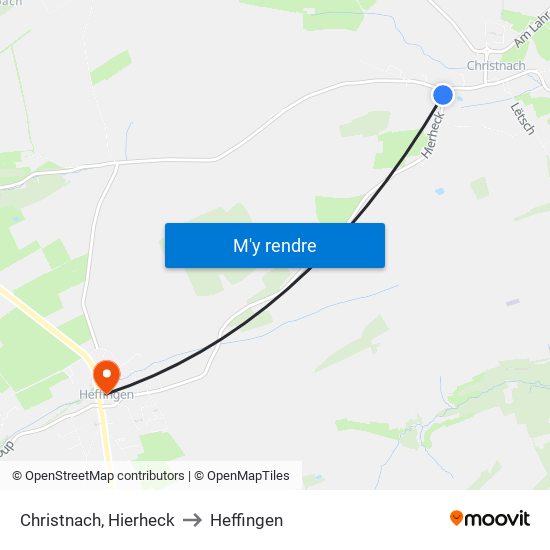 Christnach, Hierheck to Heffingen map