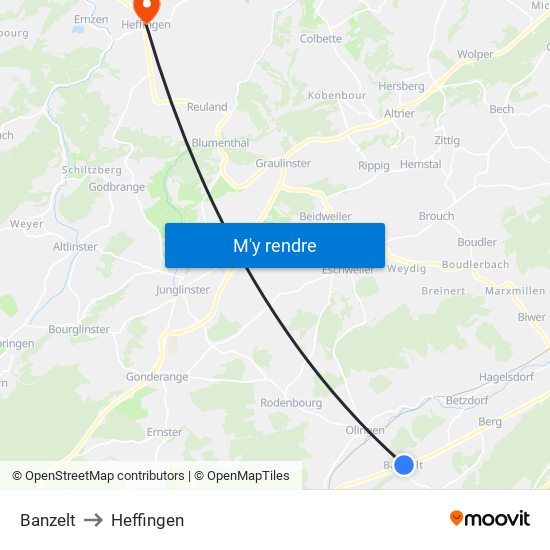 Banzelt to Heffingen map