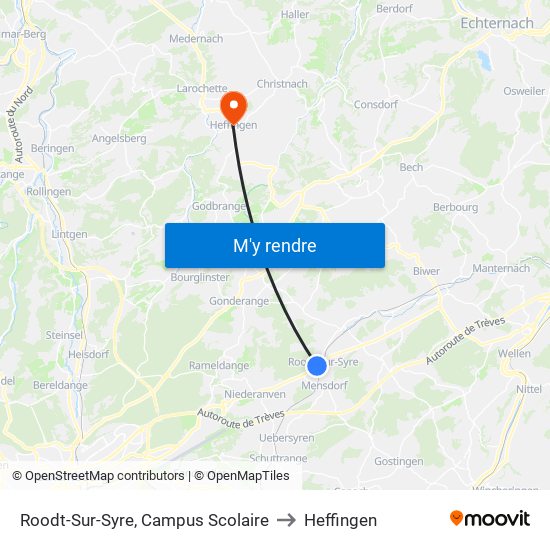 Roodt-Sur-Syre, Campus Scolaire to Heffingen map