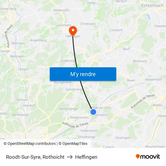 Roodt-Sur-Syre, Rothoicht to Heffingen map