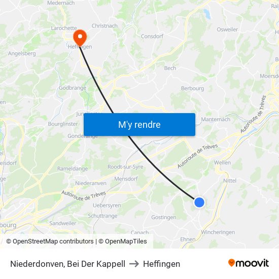 Niederdonven, Bei Der Kappell to Heffingen map
