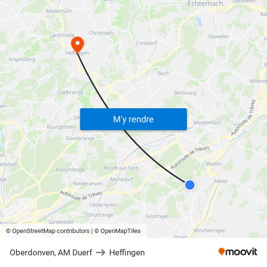 Oberdonven, AM Duerf to Heffingen map