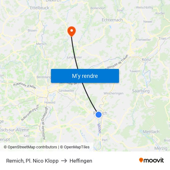 Remich, Pl. Nico Klopp to Heffingen map