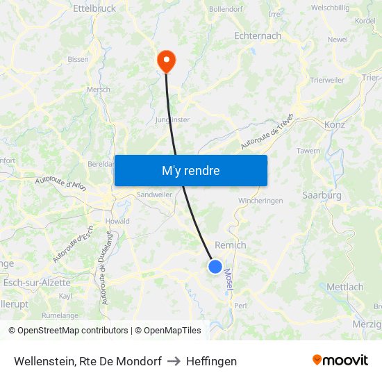 Wellenstein, Rte De Mondorf to Heffingen map