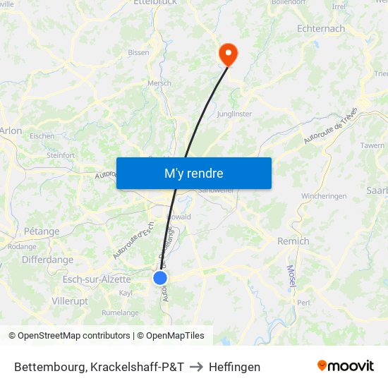 Bettembourg, Krackelshaff-P&T to Heffingen map
