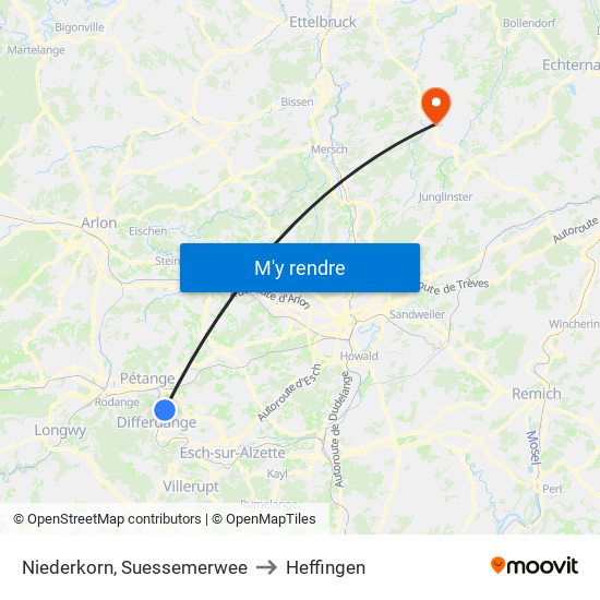 Niederkorn, Suessemerwee to Heffingen map