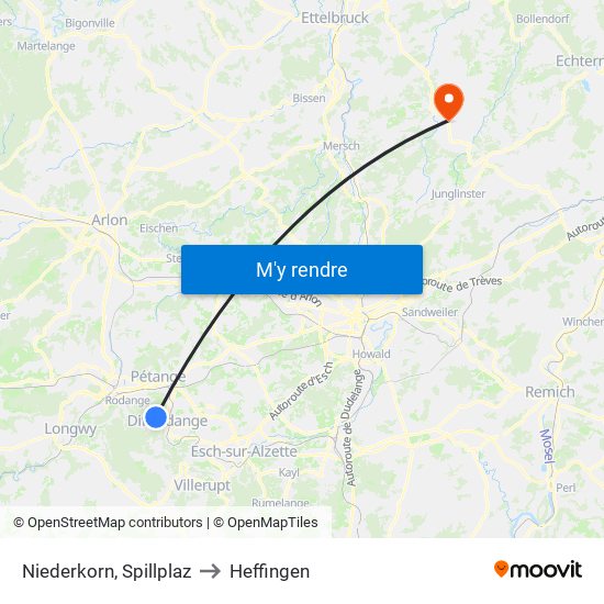 Niederkorn, Spillplaz to Heffingen map