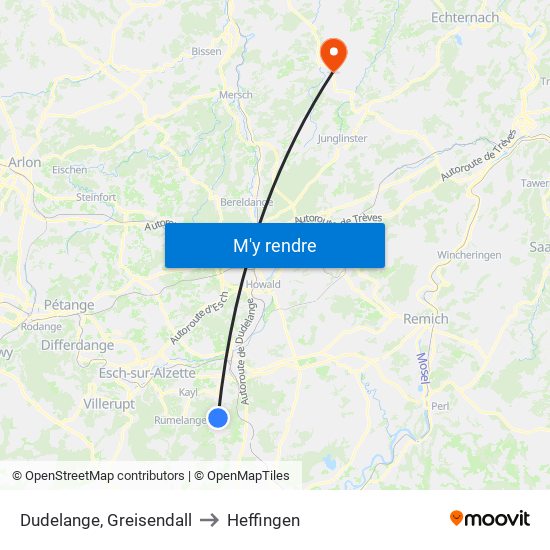 Dudelange, Greisendall to Heffingen map