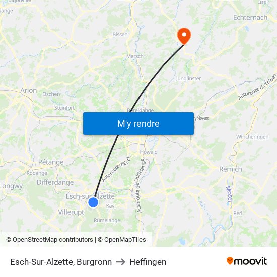 Esch-Sur-Alzette, Burgronn to Heffingen map