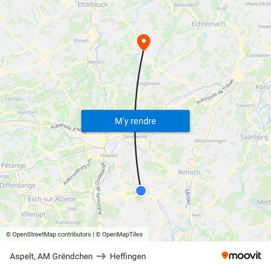 Aspelt, AM Grëndchen to Heffingen map