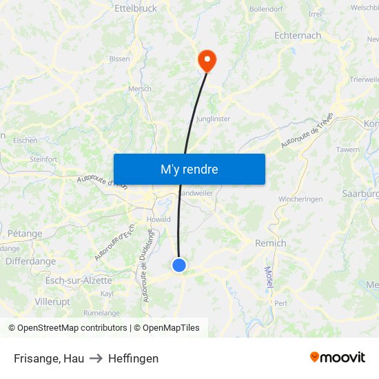 Frisange, Hau to Heffingen map