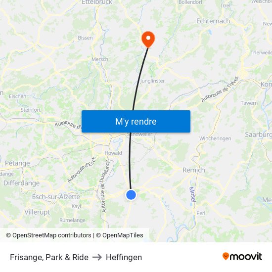 Frisange, Park & Ride to Heffingen map