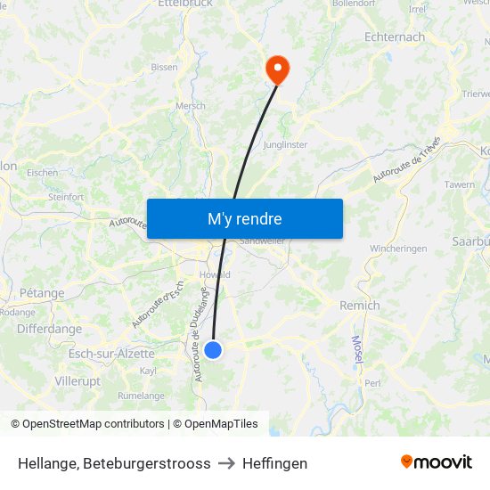 Hellange, Beteburgerstrooss to Heffingen map