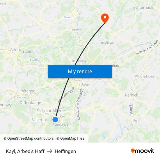 Kayl, Arbed's Haff to Heffingen map