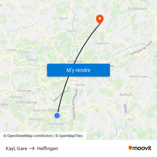 Kayl, Gare to Heffingen map