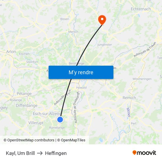 Kayl, Um Brill to Heffingen map