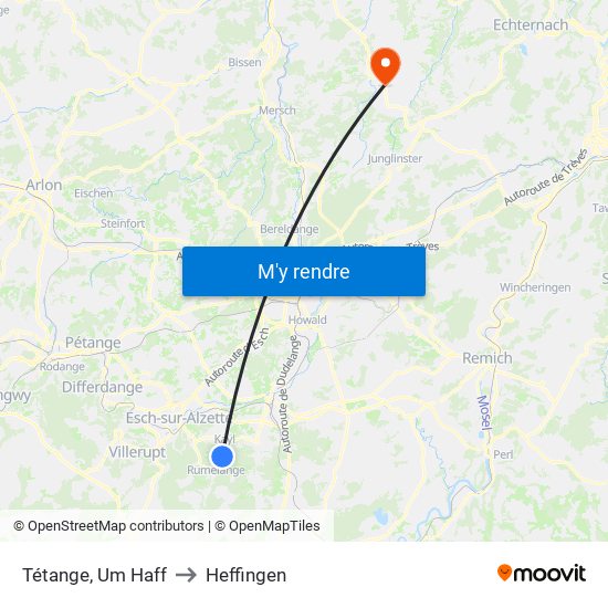 Tétange, Um Haff to Heffingen map