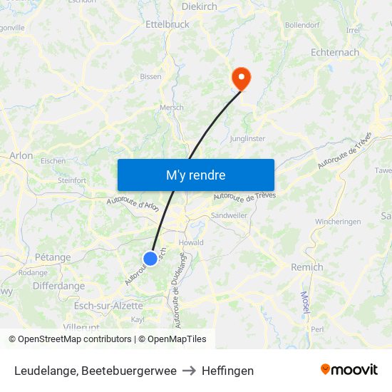 Leudelange, Beetebuergerwee to Heffingen map