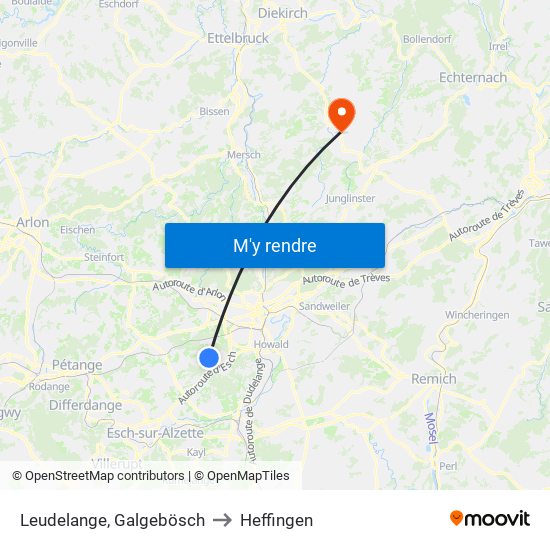 Leudelange, Galgebösch to Heffingen map