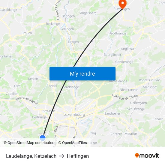 Leudelange, Ketzelach to Heffingen map