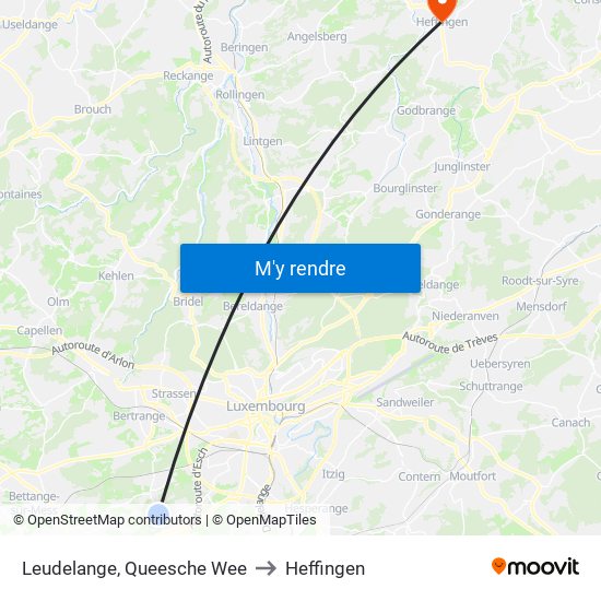 Leudelange, Queesche Wee to Heffingen map