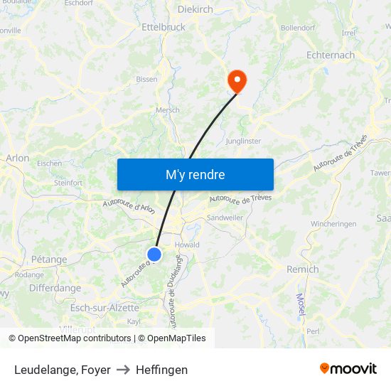 Leudelange, Foyer to Heffingen map
