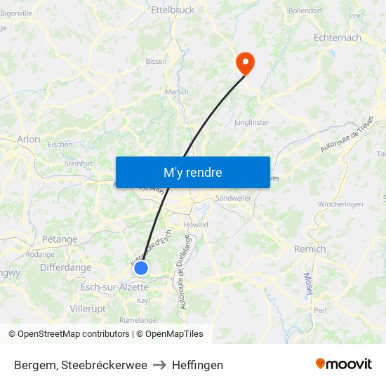 Bergem, Steebréckerwee to Heffingen map