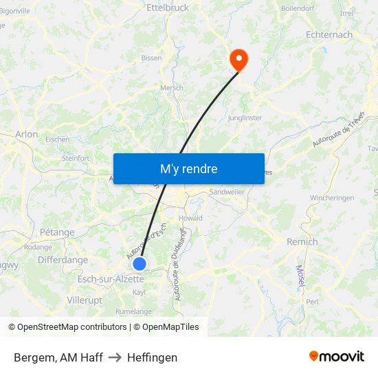 Bergem, AM Haff to Heffingen map