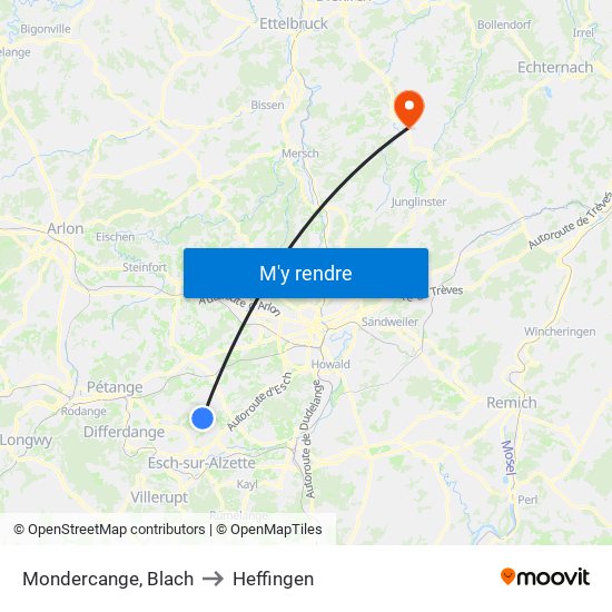 Mondercange, Blach to Heffingen map