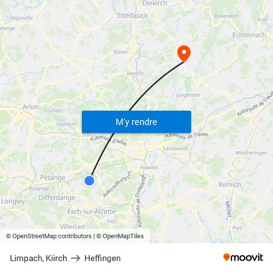 Limpach, Kiirch to Heffingen map