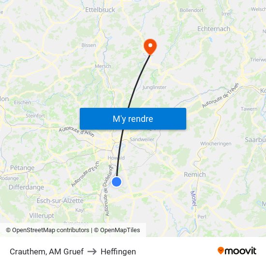 Crauthem, AM Gruef to Heffingen map