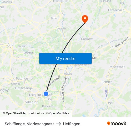 Schifflange, Niddeschgaass to Heffingen map