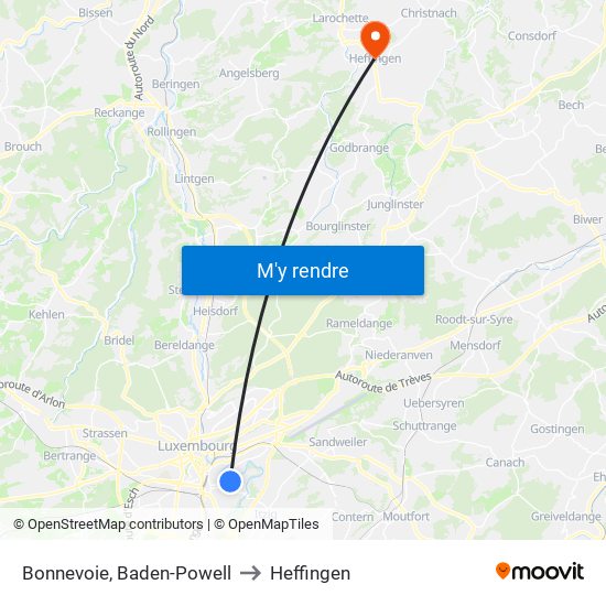 Bonnevoie, Baden-Powell to Heffingen map