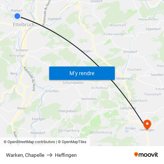 Warken, Chapelle to Heffingen map