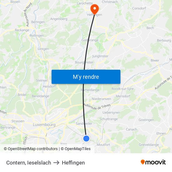 Contern, Ieselslach to Heffingen map