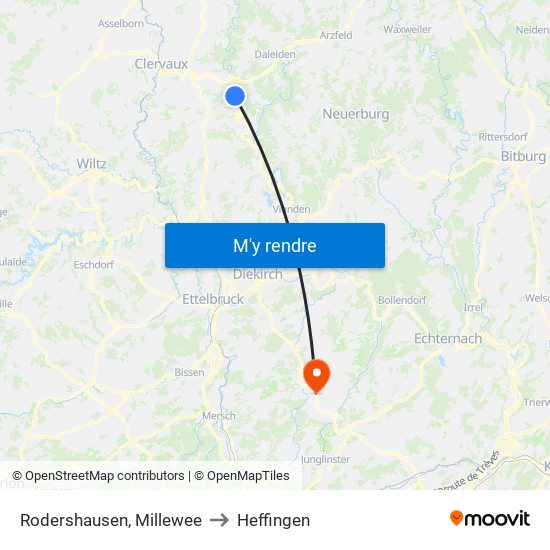 Rodershausen, Millewee to Heffingen map