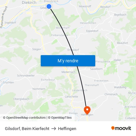 Gilsdorf, Beim Kierfecht to Heffingen map
