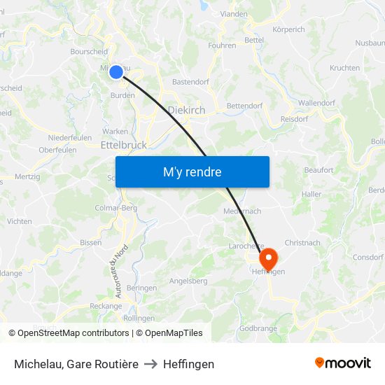 Michelau, Gare Routière to Heffingen map