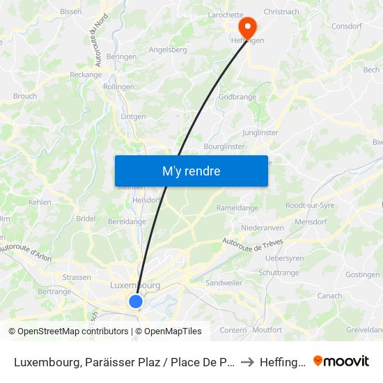 Luxembourg, Paräisser Plaz / Place De Paris to Heffingen map