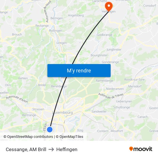 Cessange, AM Brill to Heffingen map